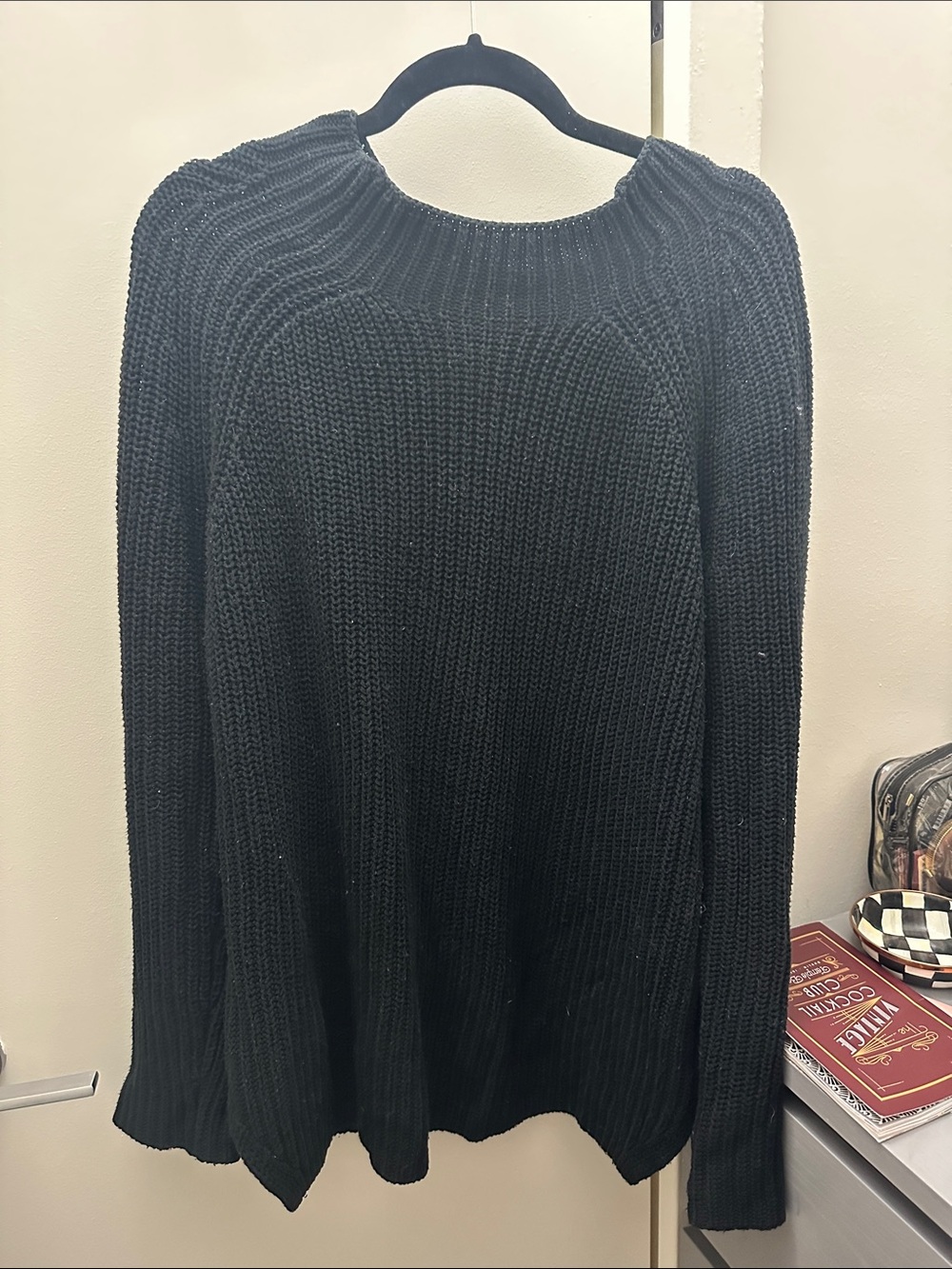 Black Chunky Knit Crewneck Sweater